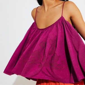 NEW Free People Azalea Magenta On Clouds Drapey Tank M